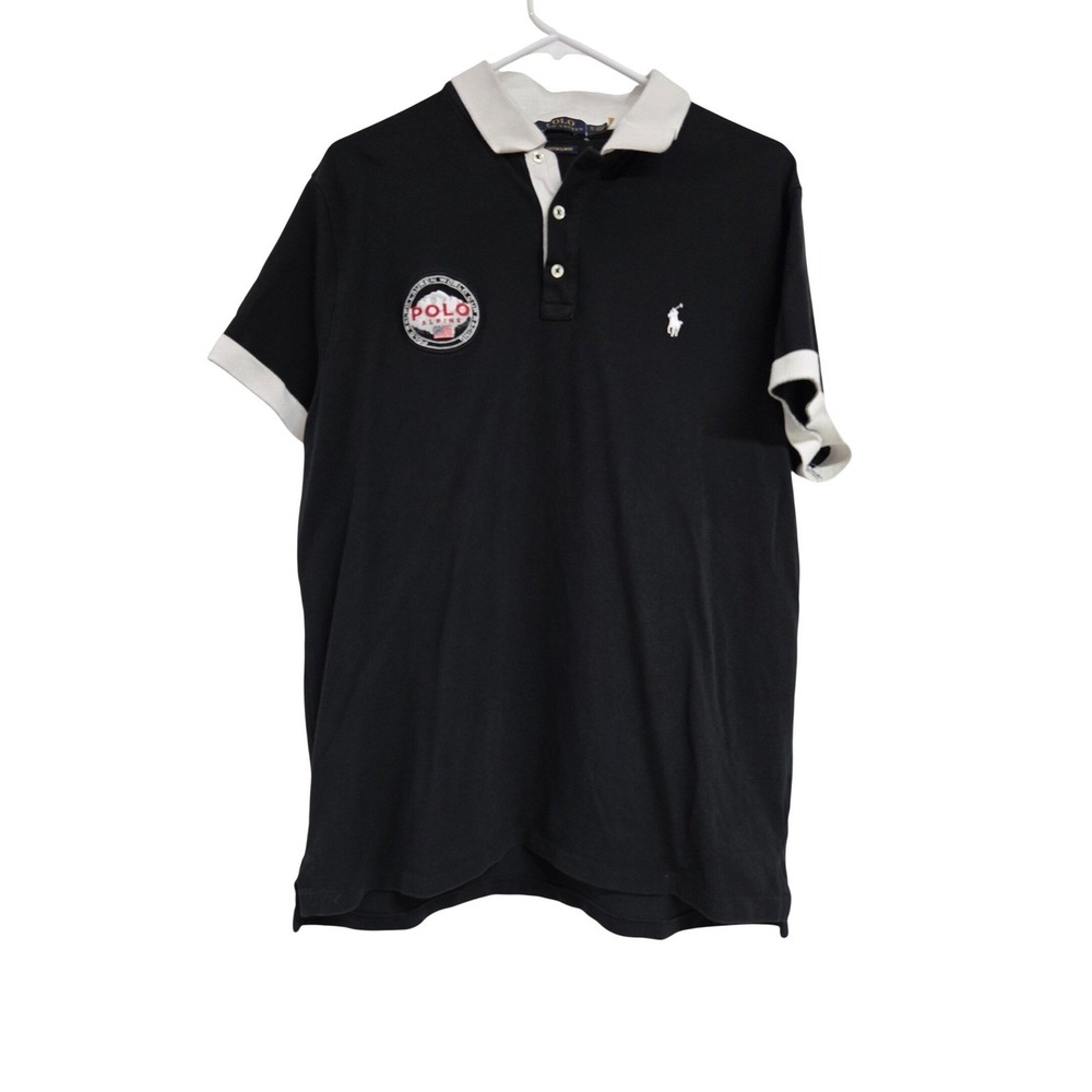 Polo Ralph Lauren Custom Slim Fit Alpine World Cup Racing Polo Black Men's Sz XL